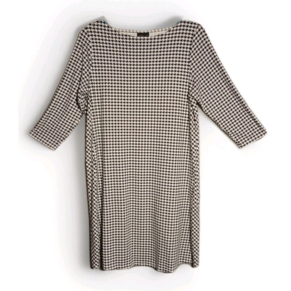 J. Jill Wearever Dress Womens‎ M Petite Black/White Houndstooth Print w/Stretch